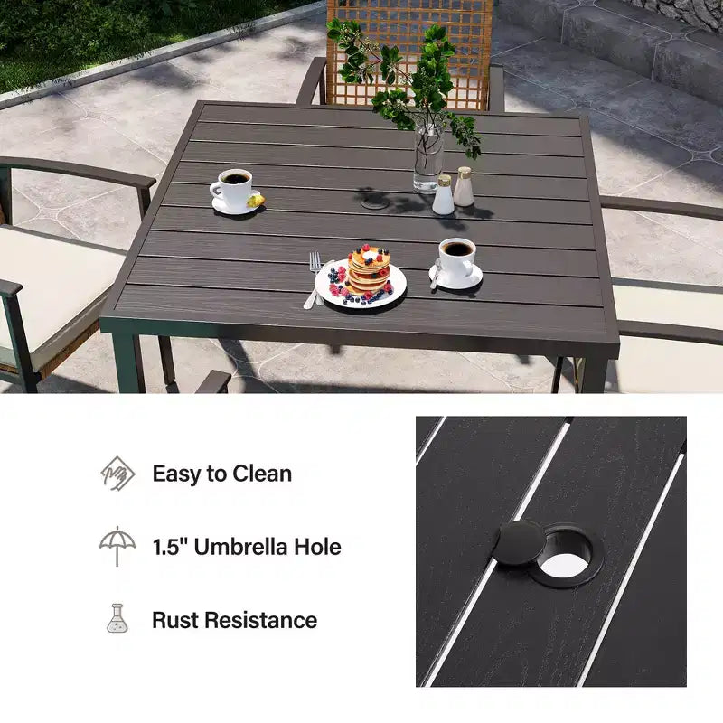 LAUSAINT HOME 5-piece Outdoor Rattan Dining Set Rattan Outdoor Table and Chairs for Backyard, Garden and Poolside