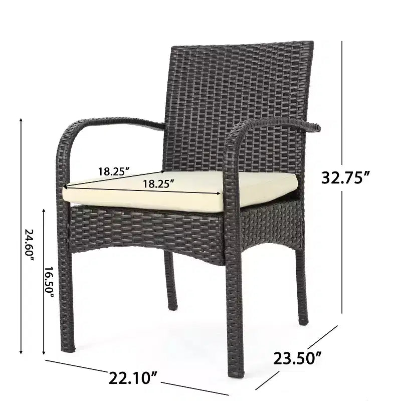 GDFStudio Dion Outdoor Wicker 5 Piece Dining Set with Cushions