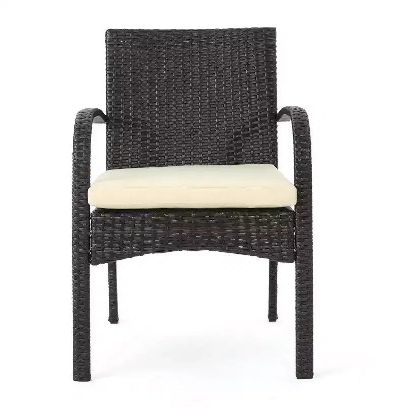 GDFStudio Dion Outdoor Wicker 5 Piece Dining Set with Cushions