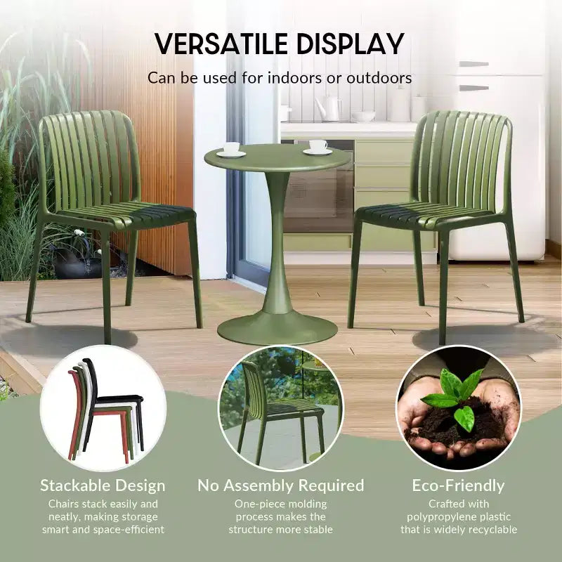 WestinTrends Playa 5-Piece Outdoor Metal Dining Table Set And Stackable Resin Patio Chairs