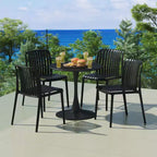 WestinTrends Playa 5-Piece Outdoor Metal Dining Table Set And Stackable Resin Patio Chairs