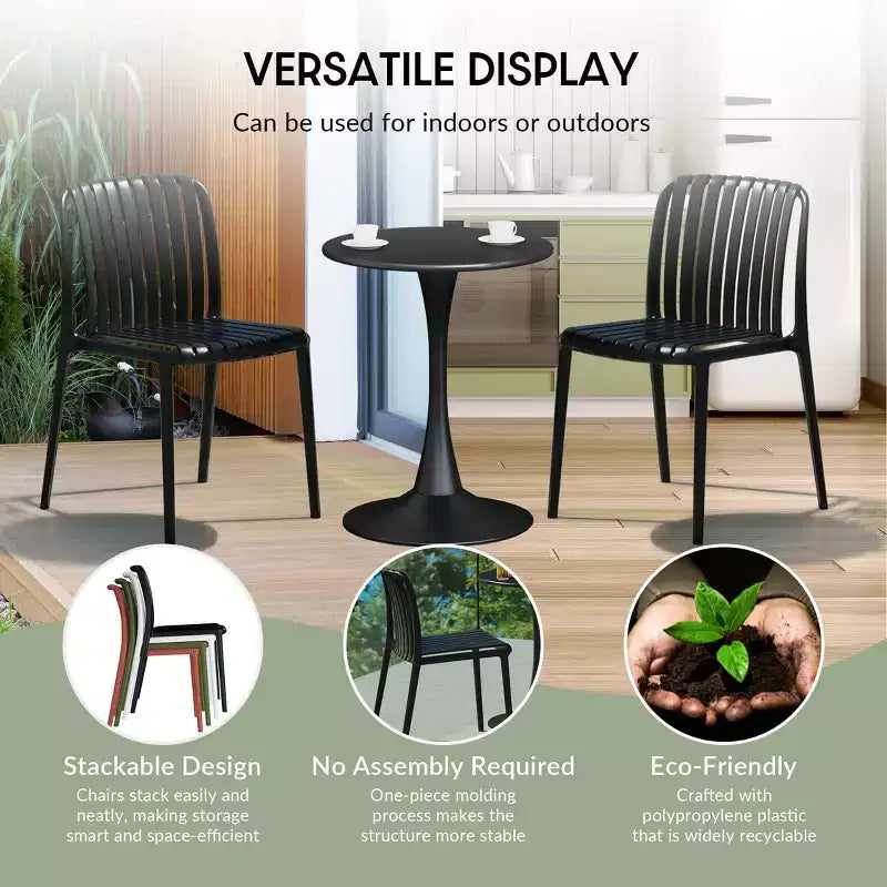 WestinTrends Playa 5-Piece Outdoor Metal Dining Table Set And Stackable Resin Patio Chairs