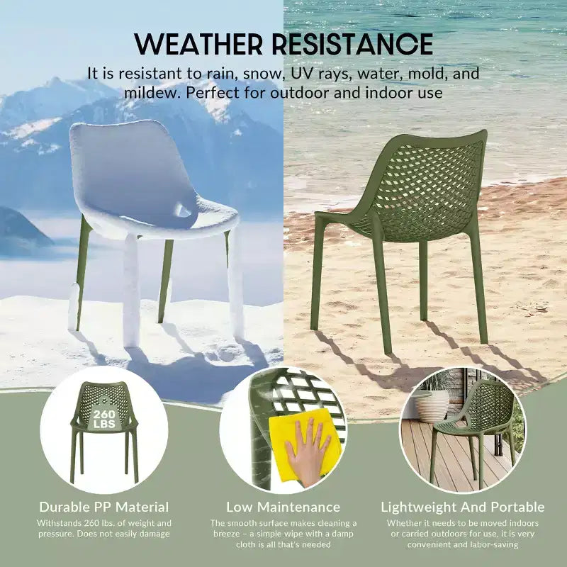 WestinTrends Playa 3-Piece Outdoor Round Metal Dining Table Set And Stackable Resin Patio Dining Side Chairs