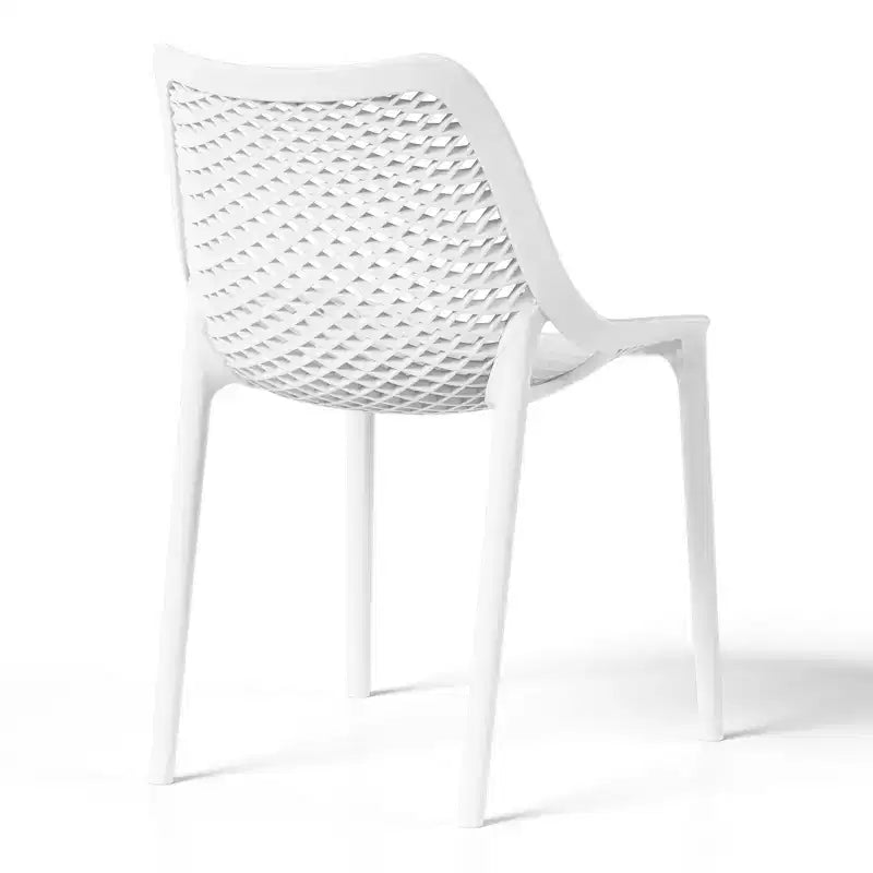 WestinTrends Playa 3-Piece Outdoor Round Metal Dining Table Set And Stackable Resin Patio Dining Side Chairs