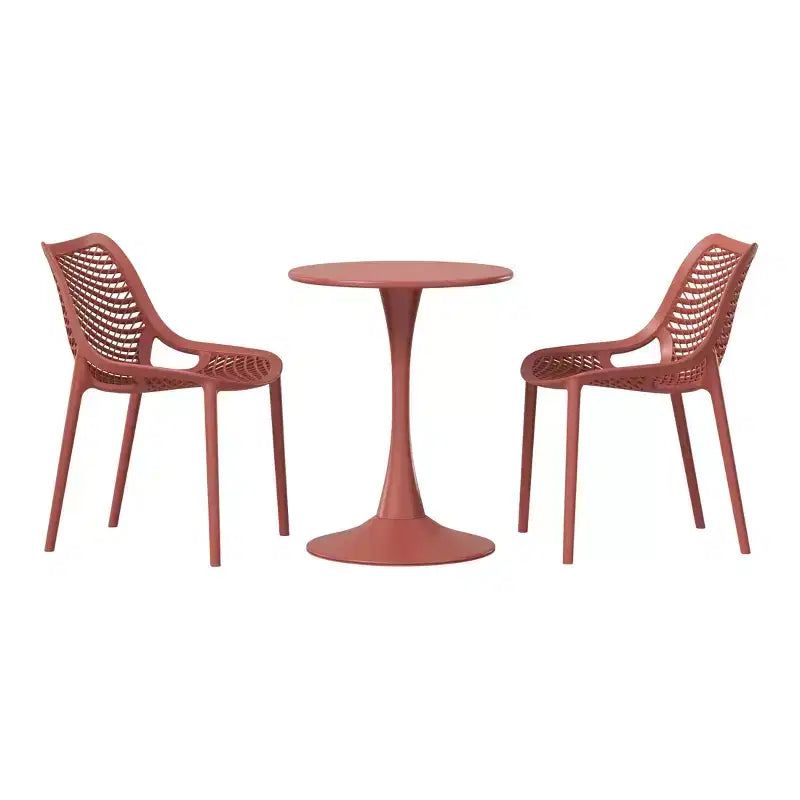 Set da pranzo da esterno rotondo in metallo WestinTrends Playa, 3 pezzi, con sedie laterali da patio impilabili in resina