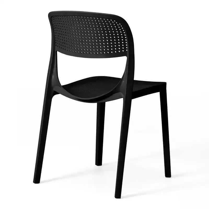 WestinTrends Playa 5-Piece Round Metal Bistro Dining Table Set And Stackable Resin Patio Dining Side Chairs