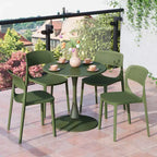 WestinTrends Playa 5-Piece Round Metal Bistro Dining Table Set And Stackable Resin Patio Dining Side Chairs