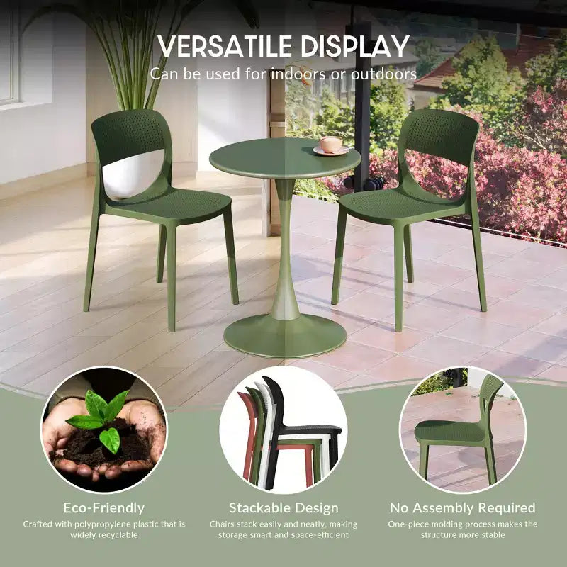 WestinTrends Playa 5-Piece Round Metal Bistro Dining Table Set And Stackable Resin Patio Dining Side Chairs