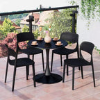 WestinTrends Playa 5-Piece Round Metal Bistro Dining Table Set And Stackable Resin Patio Dining Side Chairs