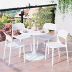 WestinTrends Playa 5-Piece Round Metal Bistro Dining Table Set And Stackable Resin Patio Dining Side Chairs