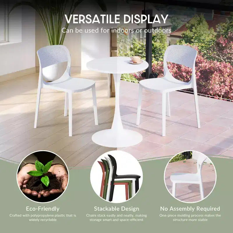WestinTrends Playa 5-Piece Round Metal Bistro Dining Table Set And Stackable Resin Patio Dining Side Chairs