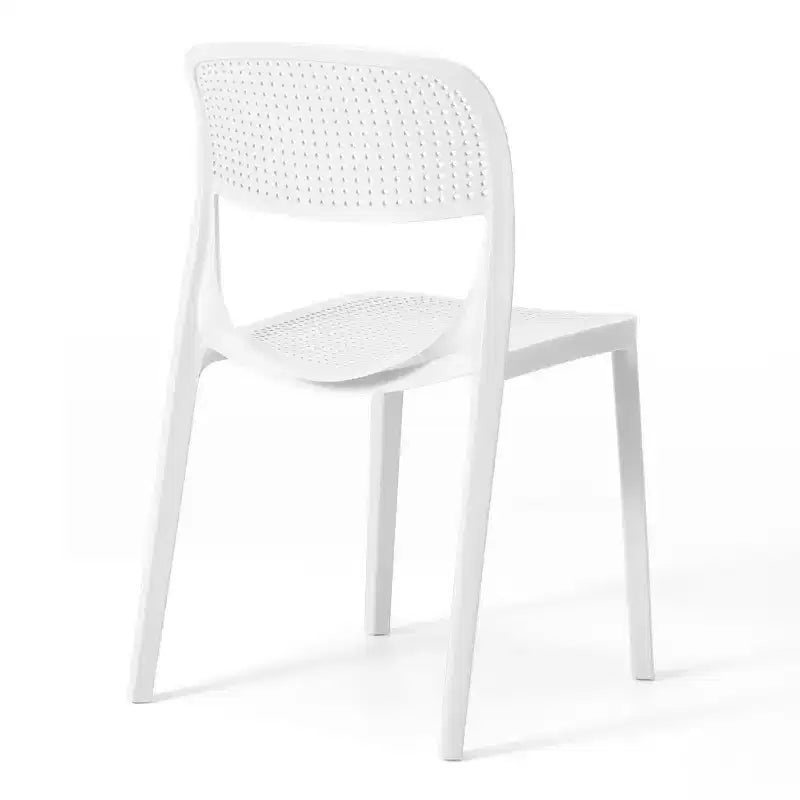 WestinTrends Playa 5-Piece Round Metal Bistro Dining Table Set And Stackable Resin Patio Dining Side Chairs
