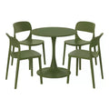 WestinTrends Playa 5-Piece Round Metal Bistro Dining Table Set And Stackable Resin Patio Dining Side Chairs