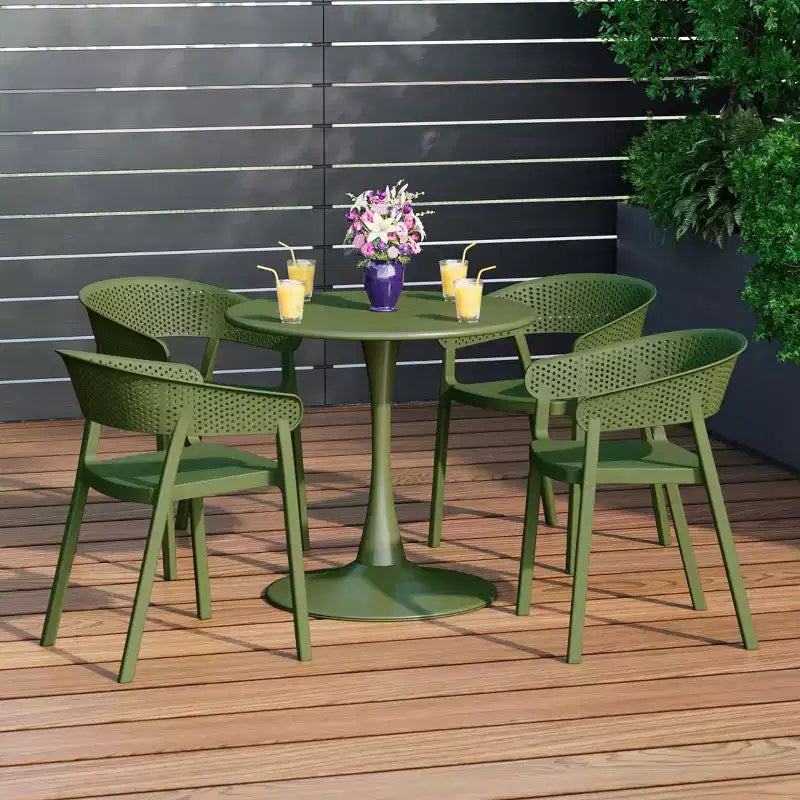 WestinTrends Playa 5-Piece Indoor Outdoor Metal Patio Dining Table Set With Stackable Patio Chairs