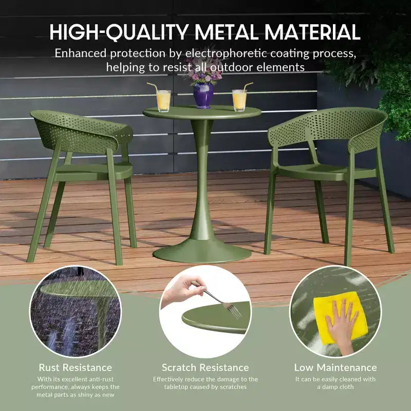 WestinTrends Playa 5-Piece Indoor Outdoor Metal Patio Dining Table Set With Stackable Patio Chairs