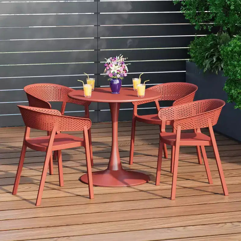 WestinTrends Playa 5-Piece Indoor Outdoor Metal Patio Dining Table Set With Stackable Patio Chairs