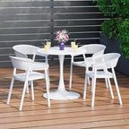 WestinTrends Playa 5-Piece Indoor Outdoor Metal Patio Dining Table Set With Stackable Patio Chairs