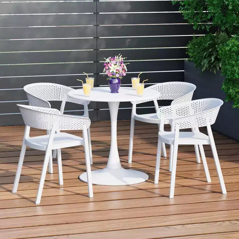 WestinTrends Playa 5-Piece Indoor Outdoor Metal Patio Dining Table Set With Stackable Patio Chairs