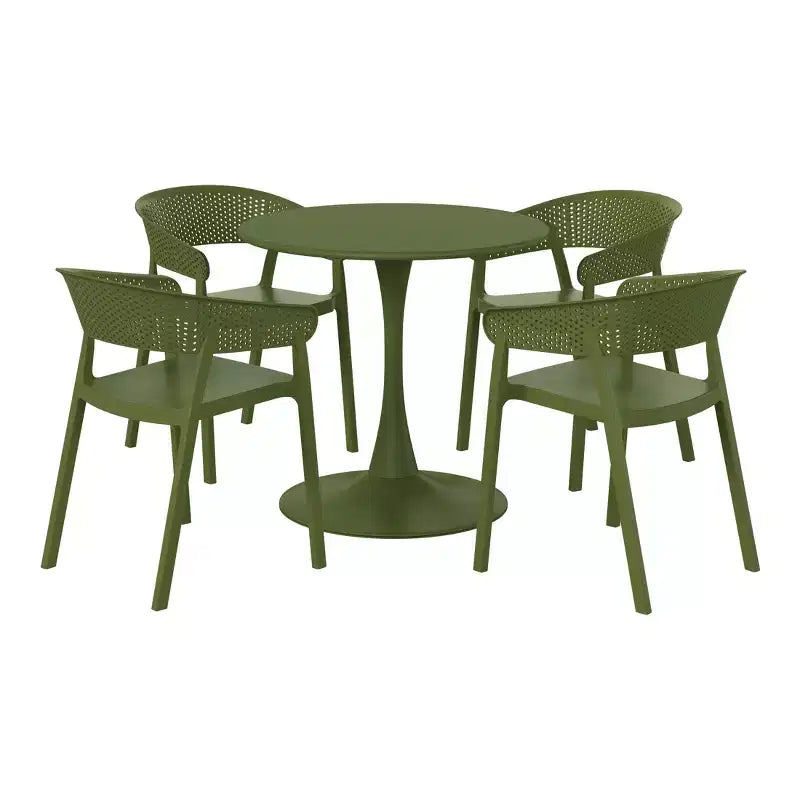 Set da pranzo da patio WestinTrends Playa, 5 pezzi, in metallo per interni ed esterni, con sedie da patio impilabili