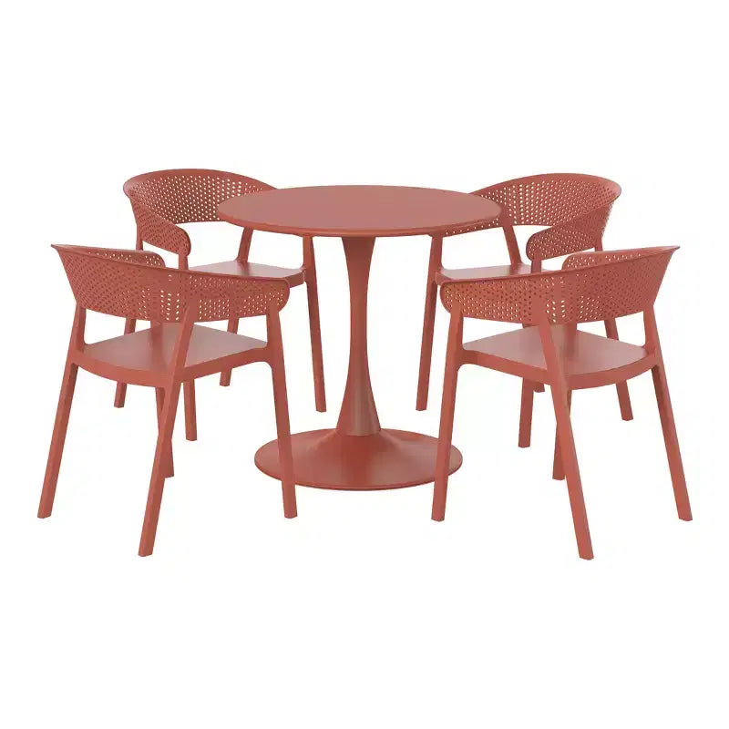Set da pranzo da patio WestinTrends Playa, 5 pezzi, in metallo per interni ed esterni, con sedie da patio impilabili