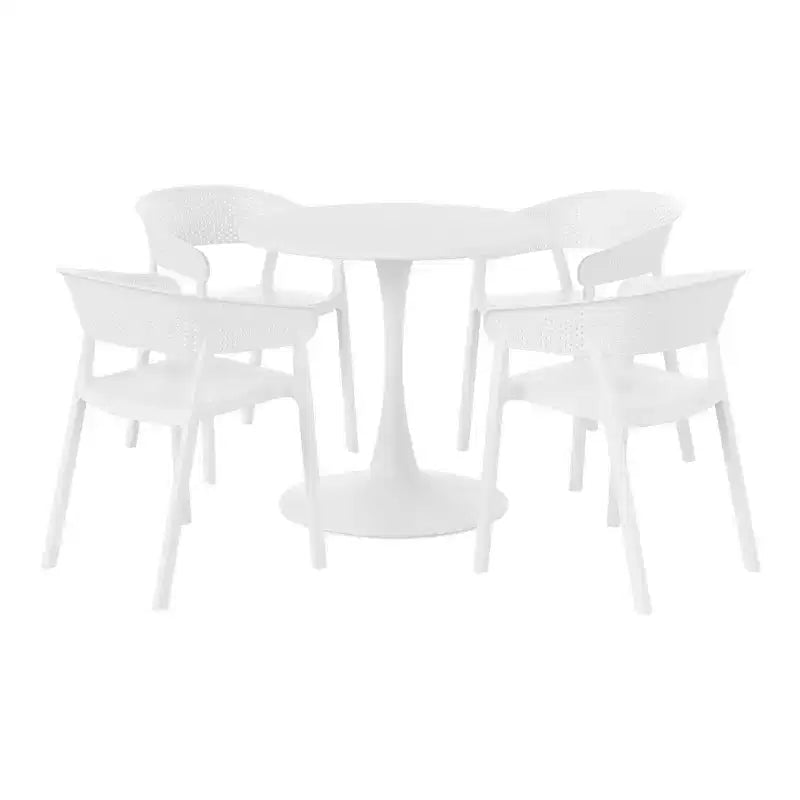Set da pranzo da patio WestinTrends Playa, 5 pezzi, in metallo per interni ed esterni, con sedie da patio impilabili