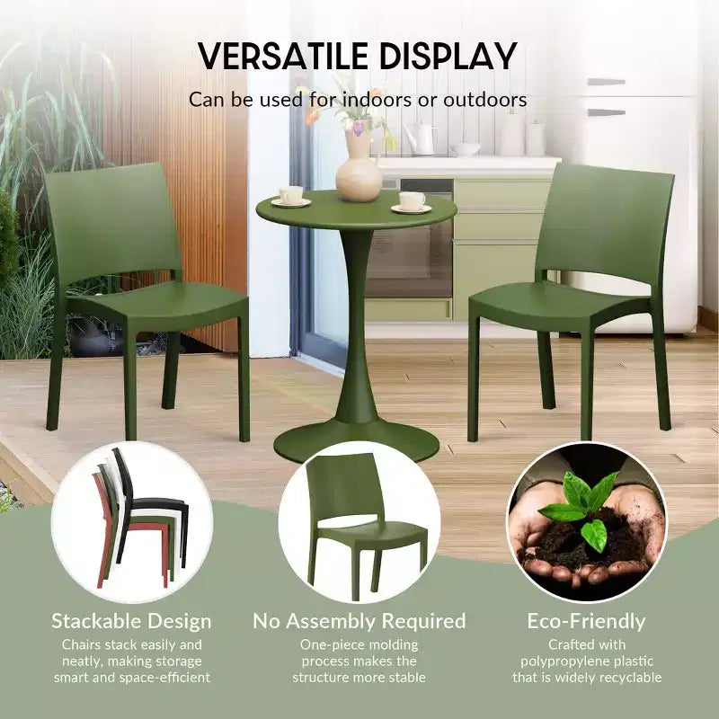 WestinTrends Playa 5-Piece Indoor Outdoor Round Metal Patio Dining Table Set With Stackable Patio Dining Side Chairs