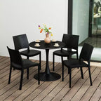 WestinTrends Playa 5-Piece Indoor Outdoor Round Metal Patio Dining Table Set With Stackable Patio Dining Side Chairs