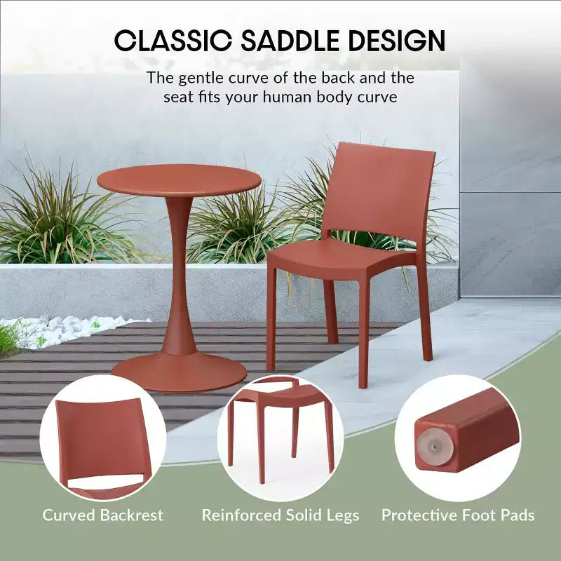 WestinTrends Playa 5-Piece Indoor Outdoor Round Metal Patio Dining Table Set With Stackable Patio Dining Side Chairs