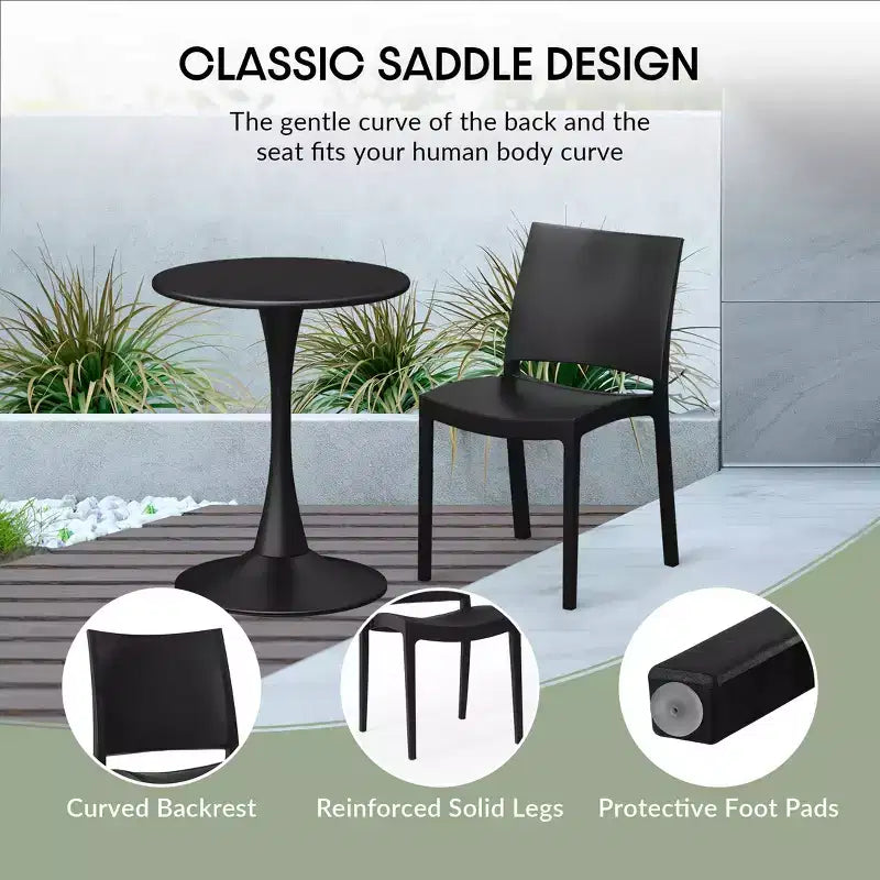WestinTrends Playa 5-Piece Indoor Outdoor Round Metal Patio Dining Table Set With Stackable Patio Dining Side Chairs