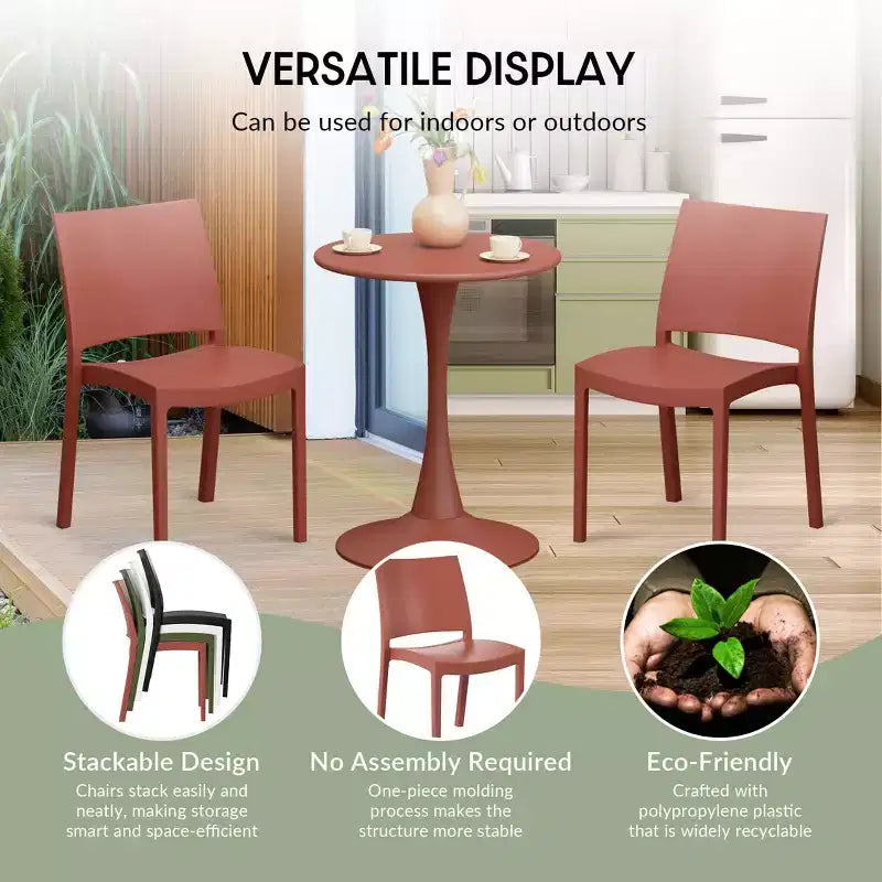 WestinTrends Playa 5-Piece Indoor Outdoor Round Metal Patio Dining Table Set With Stackable Patio Dining Side Chairs