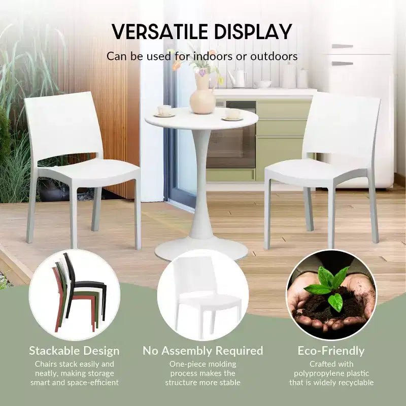 WestinTrends Playa 5-Piece Indoor Outdoor Round Metal Patio Dining Table Set With Stackable Patio Dining Side Chairs