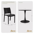 WestinTrends Playa 5-Piece Indoor Outdoor Round Metal Patio Dining Table Set With Stackable Patio Dining Side Chairs