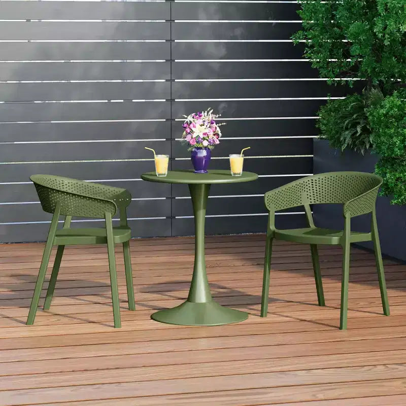WestinTrends Playa 3-Piece Indoor Outdoor Metal Patio Dining Table Set With Stackable Patio Chairs