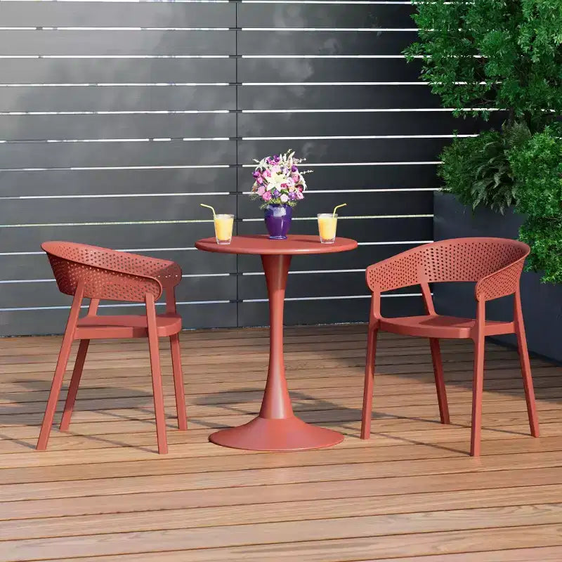 WestinTrends Playa 3-Piece Indoor Outdoor Metal Patio Dining Table Set With Stackable Patio Chairs