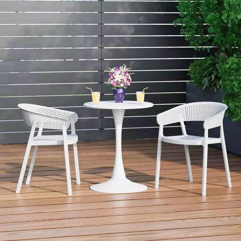 WestinTrends Playa 3-Piece Indoor Outdoor Metal Patio Dining Table Set With Stackable Patio Chairs