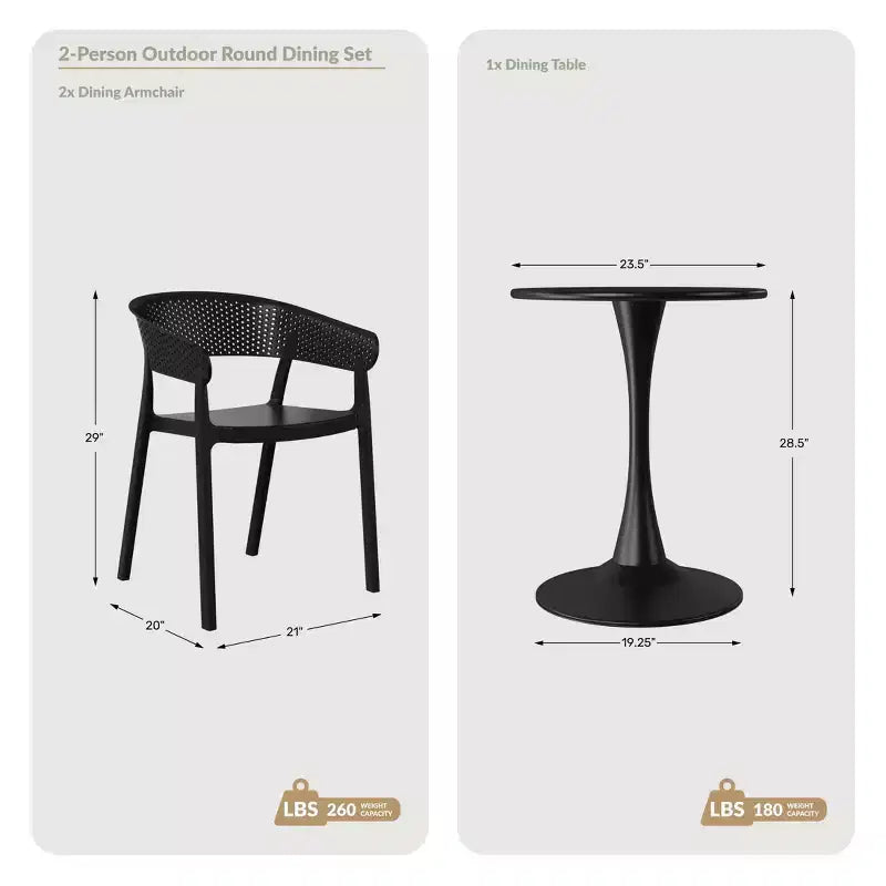 WestinTrends Playa 3-Piece Indoor Outdoor Metal Patio Dining Table Set With Stackable Patio Chairs