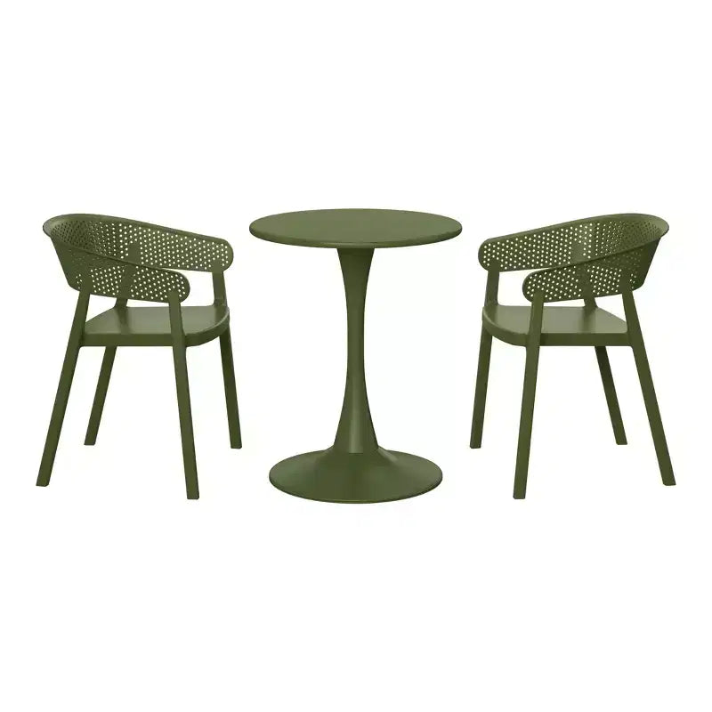 Set da pranzo in metallo da 3 pezzi WestinTrends Playa per interni ed esterni con sedie da patio impilabili