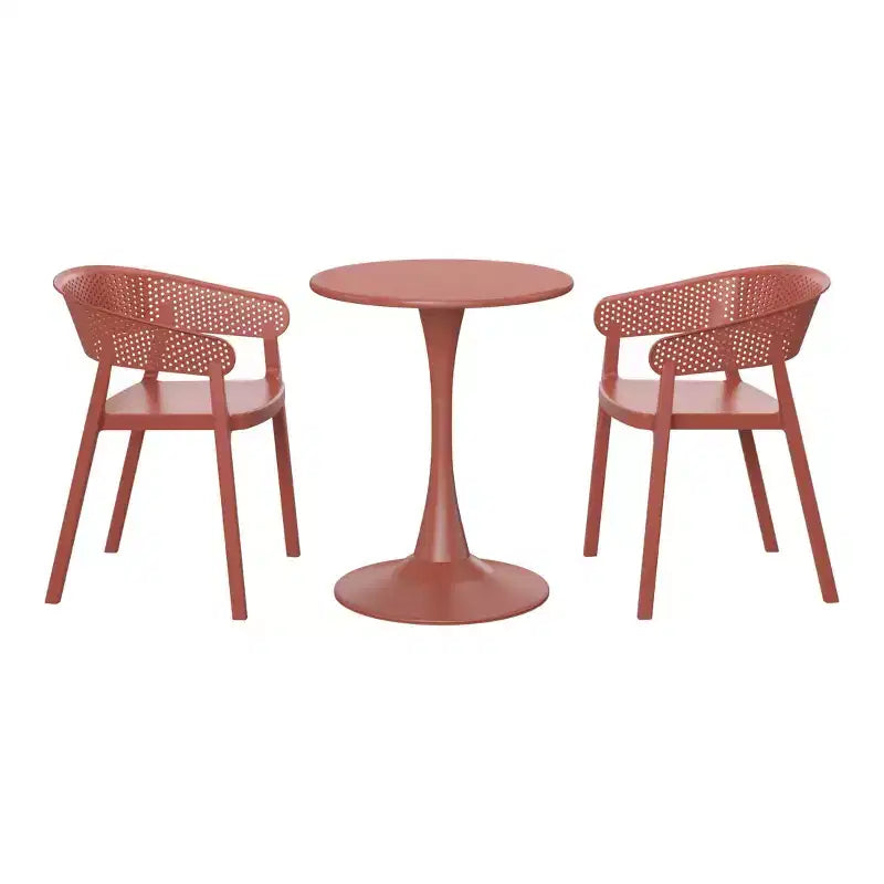 Set da pranzo in metallo da 3 pezzi WestinTrends Playa per interni ed esterni con sedie da patio impilabili