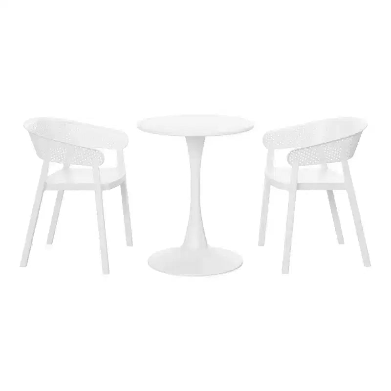 Set da pranzo in metallo da 3 pezzi WestinTrends Playa per interni ed esterni con sedie da patio impilabili