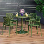 WestinTrends Playa 5-Piece Outdoor Indoor Metal Patio Dining Table Set With Stackable Patio Arm Chairs
