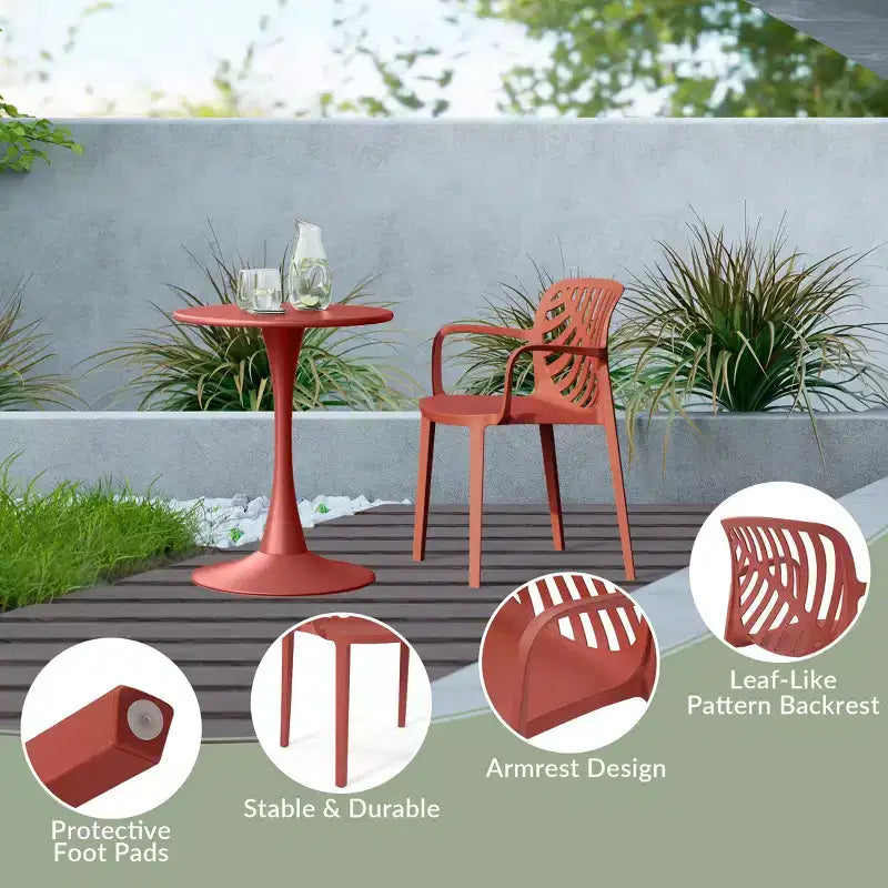 WestinTrends Playa 5-Piece Outdoor Indoor Metal Patio Dining Table Set With Stackable Patio Arm Chairs