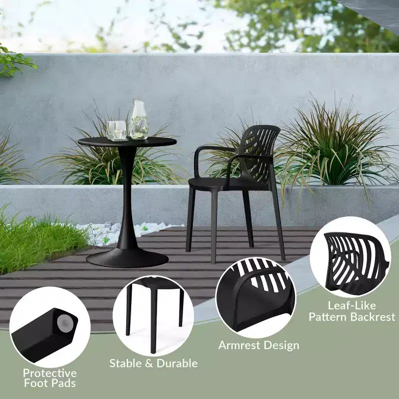 WestinTrends Playa 5-Piece Outdoor Indoor Metal Patio Dining Table Set With Stackable Patio Arm Chairs