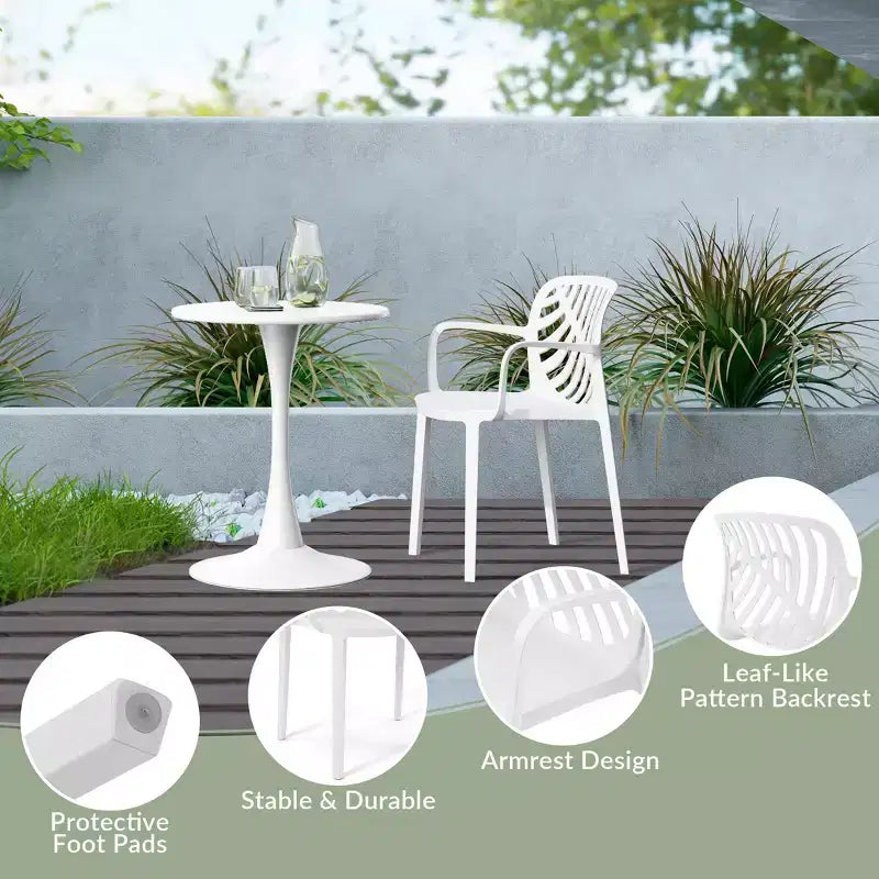 WestinTrends Playa 5-Piece Outdoor Indoor Metal Patio Dining Table Set With Stackable Patio Arm Chairs