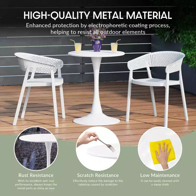 WestinTrends Playa 5-Piece Outdoor Indoor Metal Patio Dining Table Set With Stackable Patio Arm Chairs