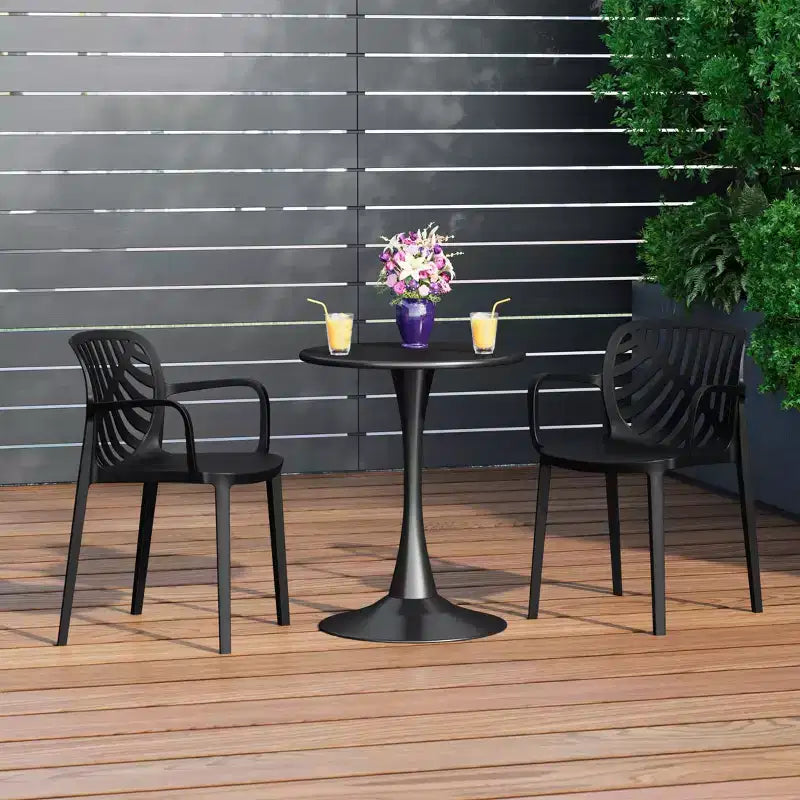 WestinTrends Playa 3-Piece Outdoor Indoor Metal Patio Dining Table Set With Stackable Patio Chairs