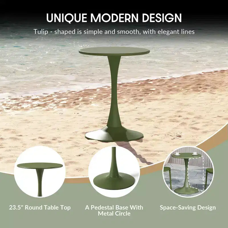 WestinTrends Playa 3-Piece Outdoor Indoor Metal Patio Dining Table Set With Stackable Patio Chairs