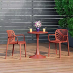 WestinTrends Playa 3-Piece Outdoor Indoor Metal Patio Dining Table Set With Stackable Patio Chairs