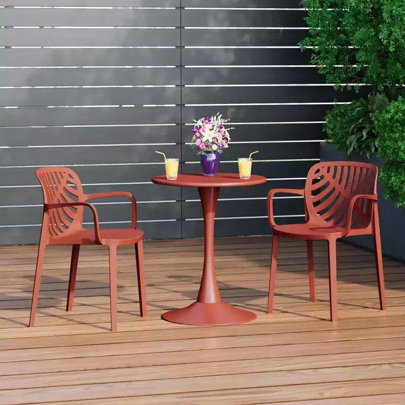 WestinTrends Playa 3-Piece Outdoor Indoor Metal Patio Dining Table Set With Stackable Patio Chairs