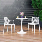 WestinTrends Playa 3-Piece Outdoor Indoor Metal Patio Dining Table Set With Stackable Patio Chairs