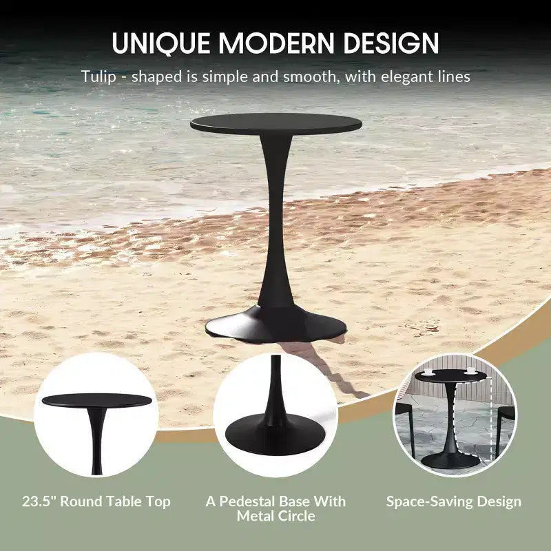 WestinTrends Playa 3-Piece Outdoor Indoor Metal Patio Dining Table Set With Stackable Patio Chairs